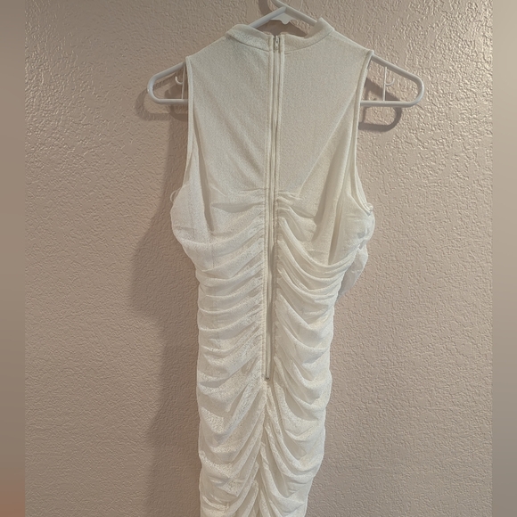 Lulu's White Meshed Ruched Mini Dress , Size Medium,Runs Smaller. - Picture 3 of 8